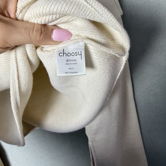 Choosy Elsa Cream Cropped Slouchy Slit Bell Sleeve Boxy Sweater Size Small New - Picture 6 of 10